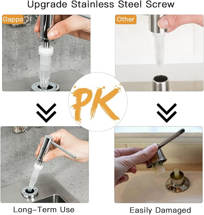 Soap Dispenser for Kitchen Sink Polished Chrome GAPPO Stainless Steel - Image 3