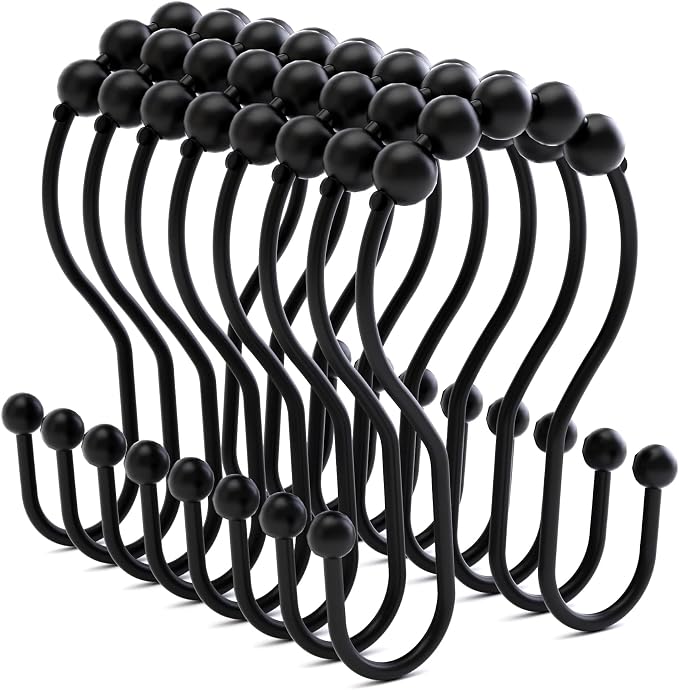 Shower Curtain Hooks Shower Curtain Rings Black Shower Curtain Hooks RustProof by Bathway