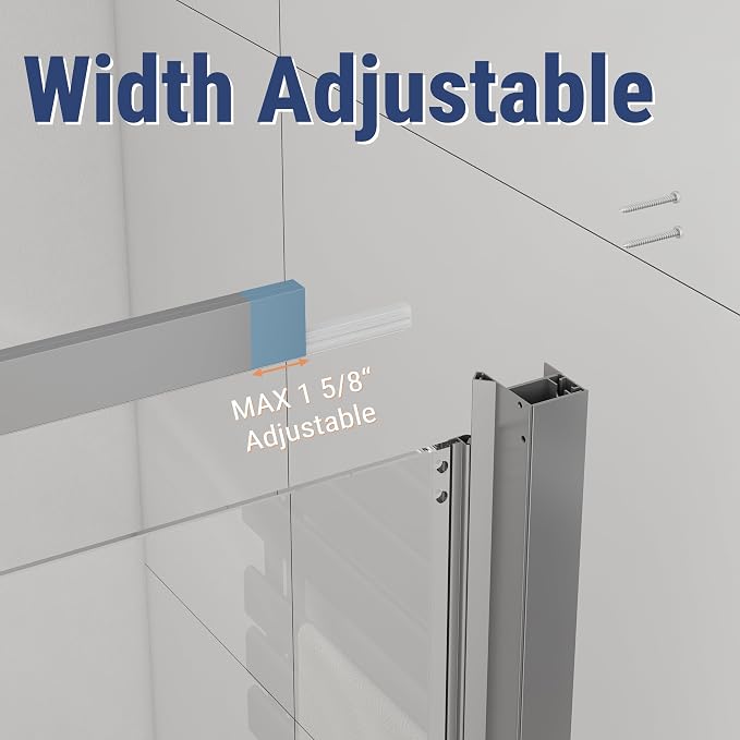 42" W x 78" H 3-Panels Sliding Shower Door, Shower Door Clear 6mm Tempered Glass - Image 8