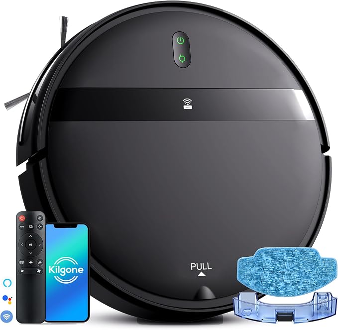 Robot Vacuum and Mop Combo, App/Alexa Control, Smart Robot Vacuum Cleaner by Kilgone