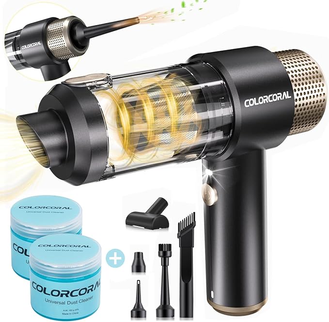 COLORCORAL Mini Vacuum Cleaner and 2Pack Cleaning Gel Universal Dust Cleaner by ColorCoral