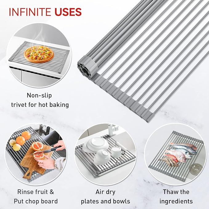 MERRYBOX Roll Up Dish Drying Rack, Over The Sink Dish Rack Foldable, - Image 7