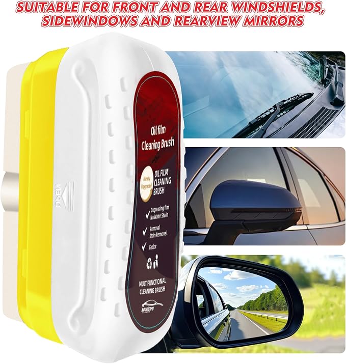 Automotive Oil Film Cleaning Brush, Upgraded Antifog & Rainproof Glass Cleaning - Image 2
