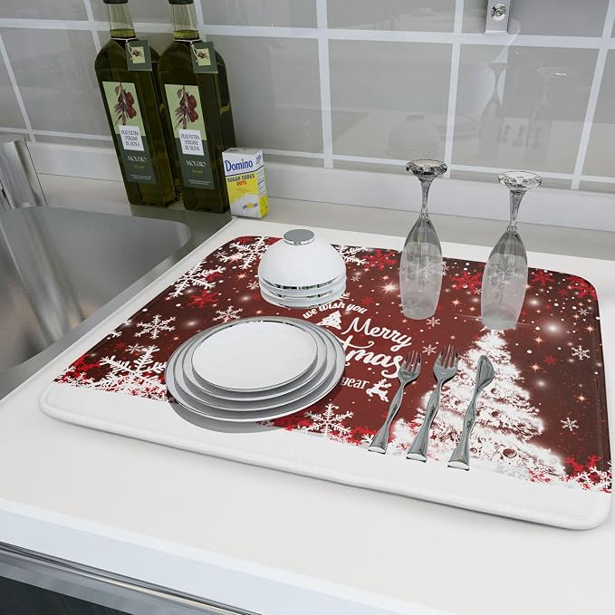 Happy New Year Red Dish Drying Mat - Image 6