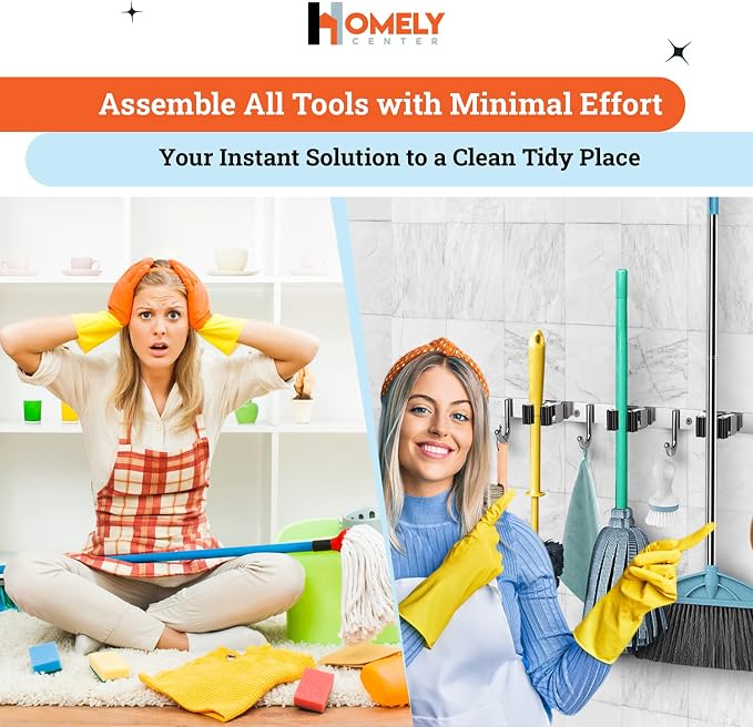 Mop and Broom Holder Wall Mount – Heavy-Duty Closet Organizer - Image 5