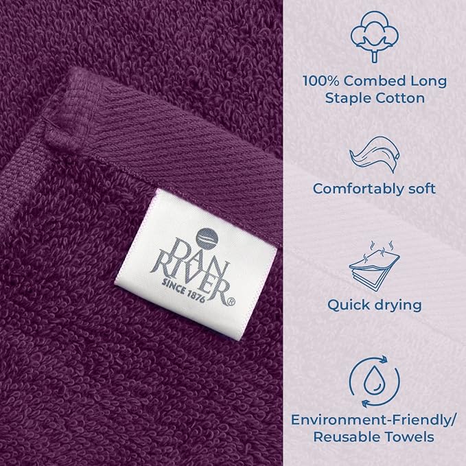 DAN RIVER Bath Towels Set of 4, 27 x 54 Inches, 100% Cotton, Larger & Lighter - Image 4