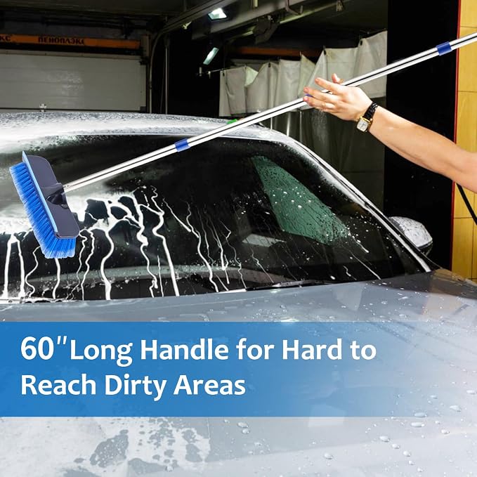 60" Car Wash Brush with Long Handle, Soft Bristle Car Washing Brush Cleaning - Image 4