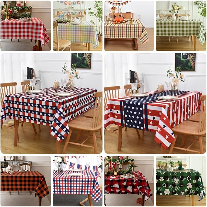 Red Waterproof Plaid Valentines’ Day Tablecloth Fabric - Image 8