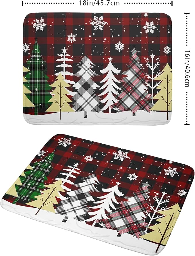 Christmas Dish Drying Mat for Kitchen Counter 16”x18” Christmas Tree Buffalo - Image 2