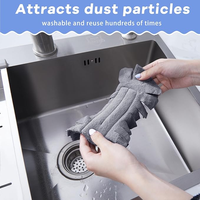 Zubebe 12 Pcs Duster Refill Reusable Fleece Duster Refills Feather Flat Dusters - Image 3