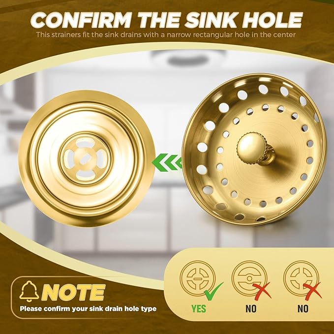 Mudder 3 Pcs Kitchen Sink Drain Strainer and Stopper Stainless Steel Garbage - Image 3