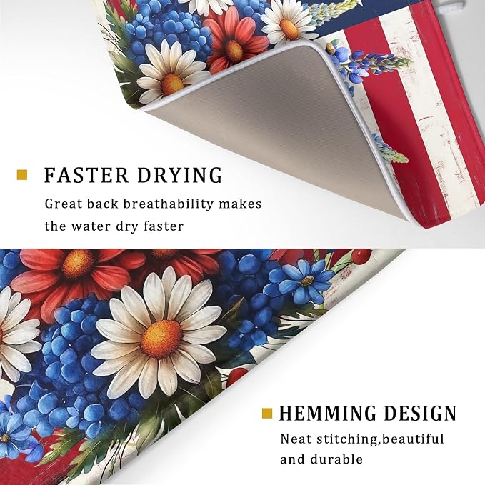 4th of July Patriotic Flower Dish Drying Mat - Image 3