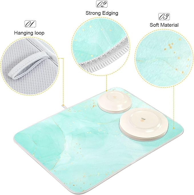 Turquoise Marble Dish Drying Mat - Image 4