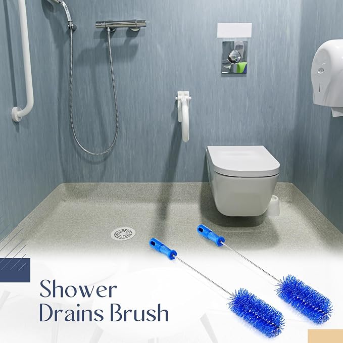 Baderke 2 Pieces Drain Brush Pipe Cleaning Blue Tube Brushes 19.7 Inch Plastic - Image 6