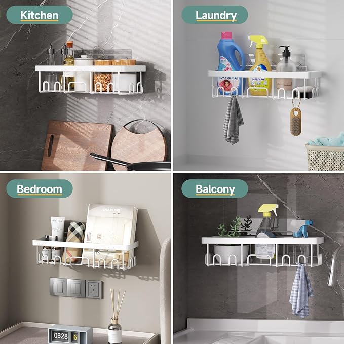 Veken 6-Pack Rustproof&Waterproof Shower Caddy, Adhesive Shelves Rack - Image 7