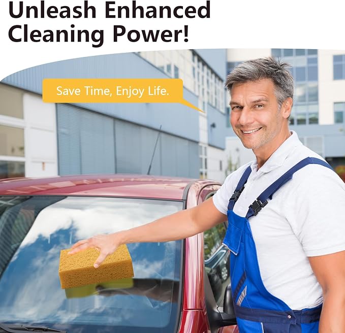 Car Wash Sponges, 3 Pack Extra Thick Large Cleaning Sponge Multi-Purpose - Image 5