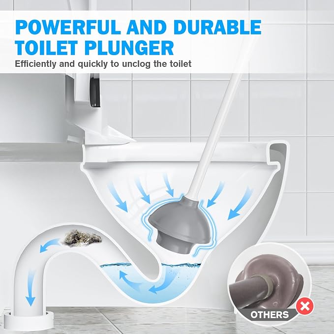 Toilet Plunger and Brush Set, Bowl Brush and Heavy Duty Toilet Plunger - Image 2