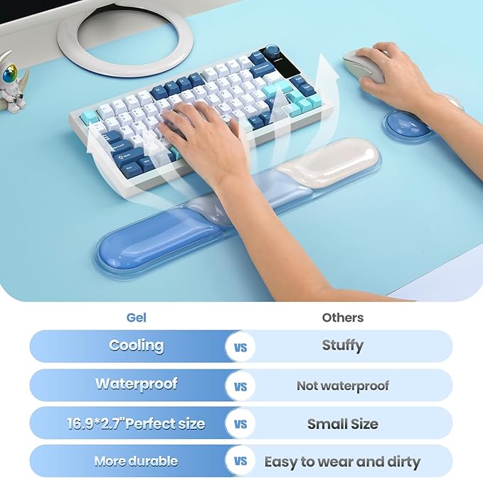 TECKNET Clear Gel Wrist Rest for Computer Keyboard, Ergonomic Gel Keyboard - Image 4