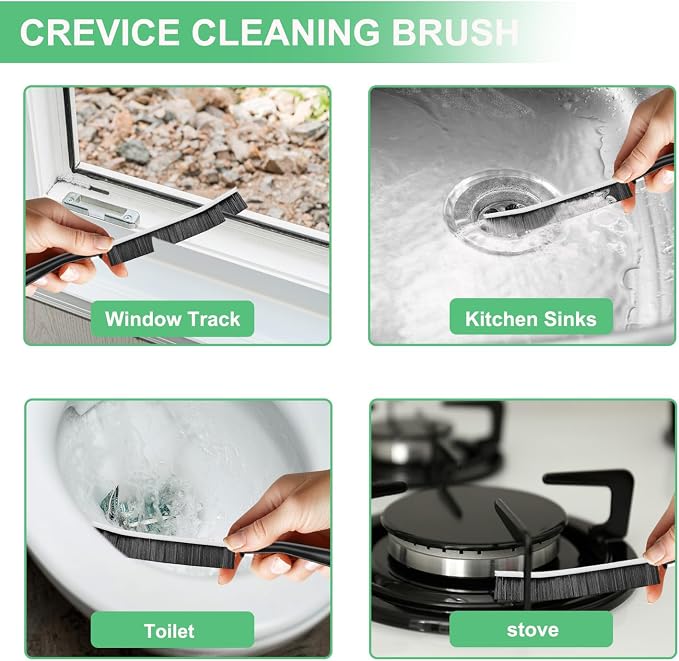 Crevice Cleaning Brush, Hard Bristle Grout Scrub Brushes Tool, Straw Cleaner - Image 3