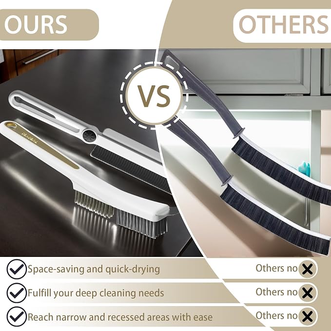 Crevice Cleaning Brushes with Rotatable Handle, Wire Nylon Scrub Brush with - Image 7