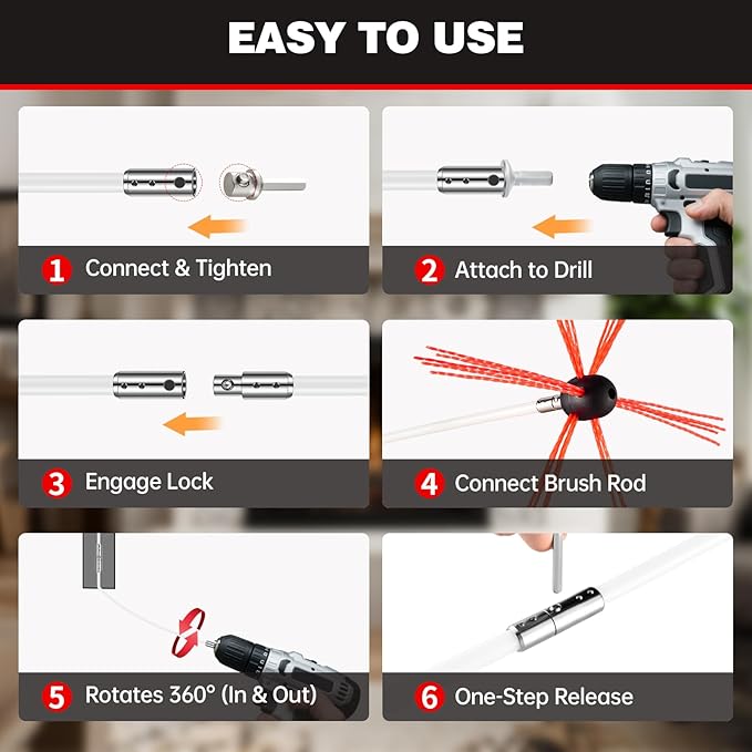 20 Feet Chimney Sweep Kit, Chrome Button Locking System, Chimney Cleaning Kit - Image 5