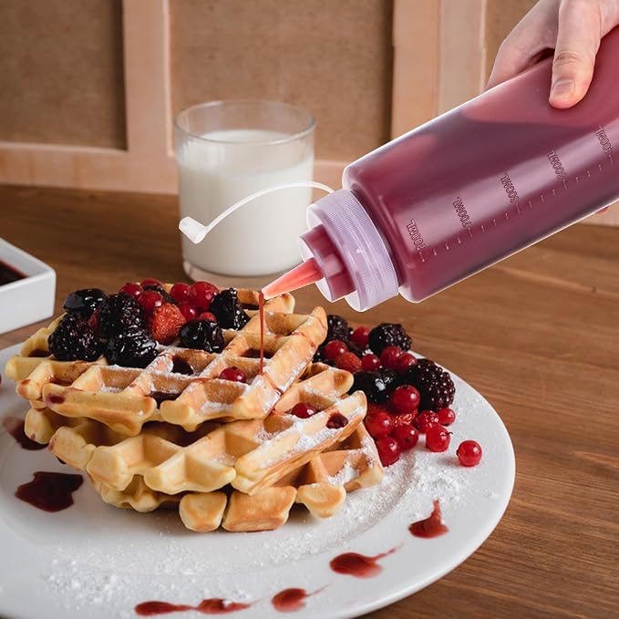 Squeeze Bottles for Sauces 2 Pack, 27 Ounce 800ml Plastic Dressing Squirt - Image 4