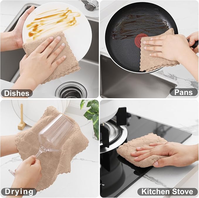 Homaxy 24 Pack Kitchen Dish Cloths, Super Soft and Absorbent Coral Velvet Dish - Image 4