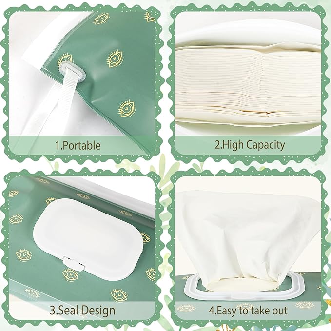 FEBSNOW 4 Pack Baby Wipes Dispenser Portable Wipes Container Refillable Wipes - Image 3