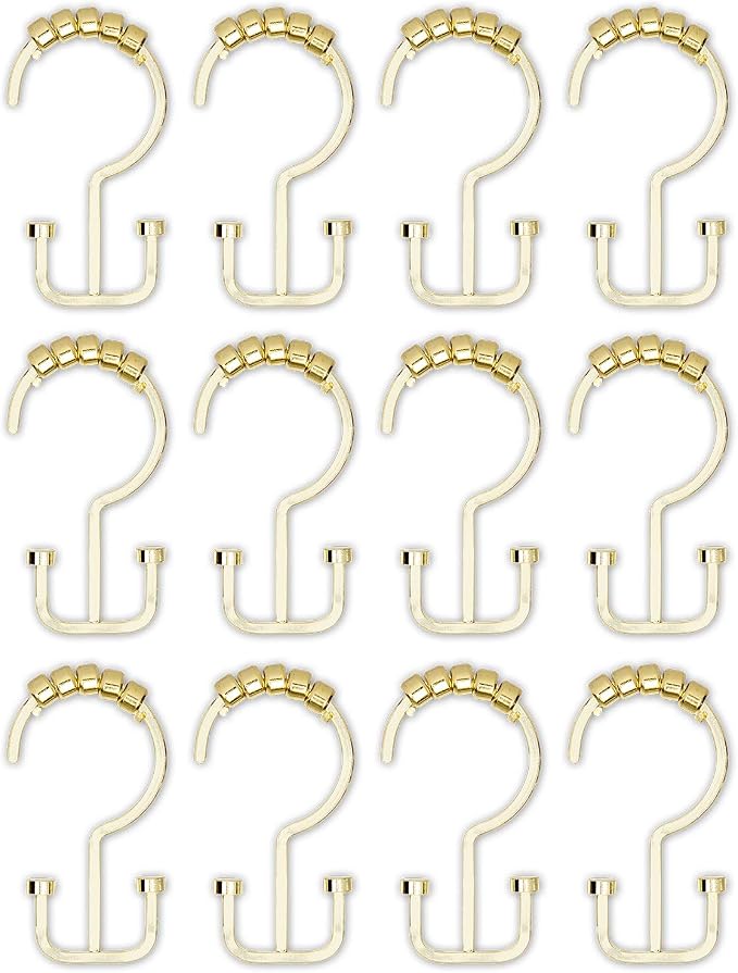 Utopia Alley HK1GD Deco Flat Double Roller Shower Curtain Hooks; Gold - Image 6