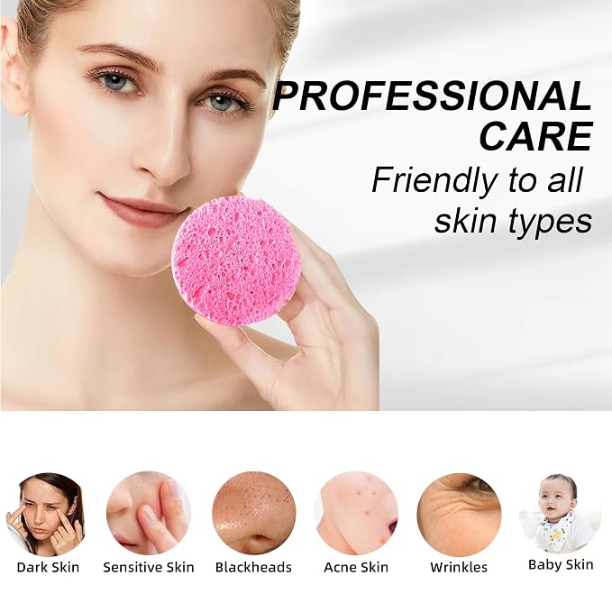 60-Count Compressed Facial Sponges 100% Natural Cellulose Cosmetic Spa Sponges - Image 5