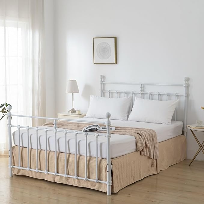 Bed Skirt, Bed Skirt King Size, Pleated Waffle Weave Bed Skirt with Split Corners, King Bed Skirt 14 Inch Drop (Light Camel, King - 14" Drop)