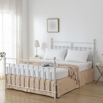 Bed Skirt, Bed Skirt Queen Size, Pleated Waffle Weave Bed Skirt with Split Corners, Queen Bed Skirt 18 Inch Drop (Light Camel, Queen - 18" Drop)