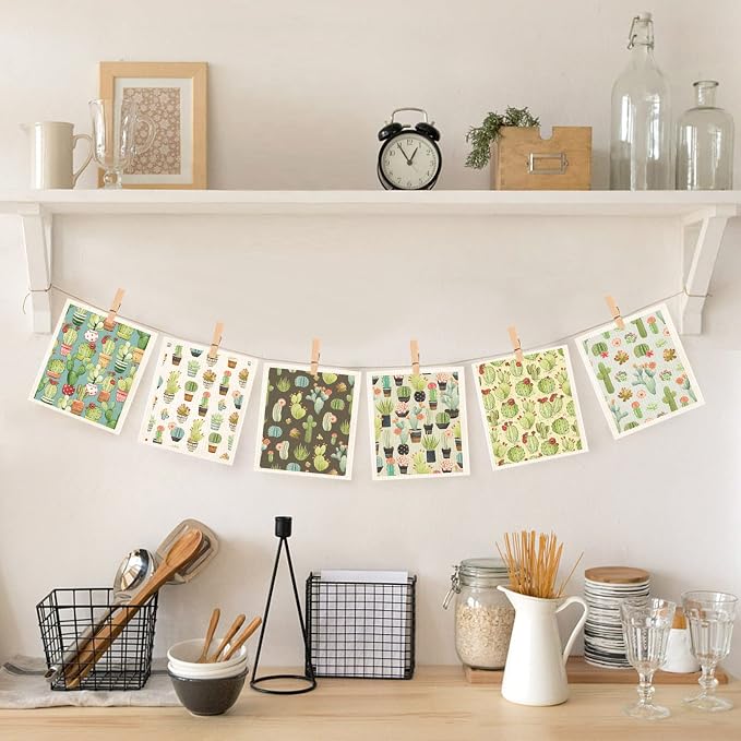 Morigins Cactus Swedish Dish Cloths 6 Pack Reusable Compostable Kitchen Cloth - Image 5