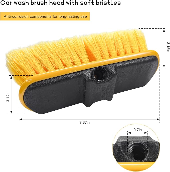 Car Wash Brush Head with Soft Bristle, Flow Thru Washing Brush Compatible with - Image 2