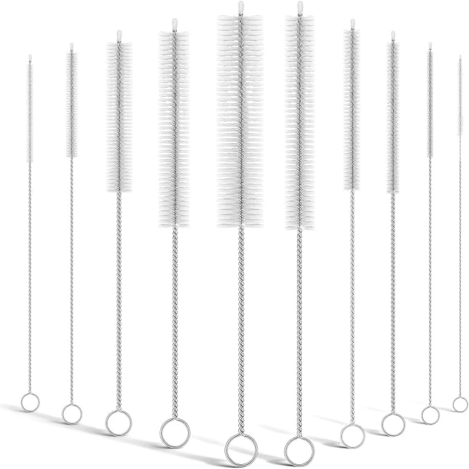 10-Packs Premium Straw Cleaner Brush in Mixed Sizes, 8IN Long Reusable by Iwooduubb