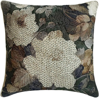 The HomeCentric King/Queen/Twin Gray & Brown Designer CA King 86"x18" Bed Runner Without Pillow Cover, Rose, Floral & Bead Embroidery Bed Scarf on Cotton Fabric - Rada