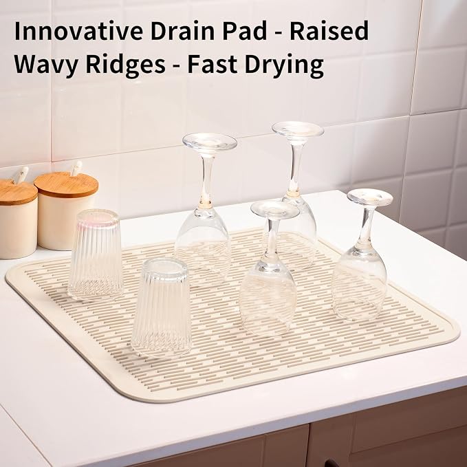 ZLR Silicone Dish Drying Mat for Kitchen Counter, Eco-Friendly Fast Dry Dish Mat - Image 8