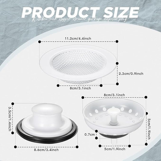Mudder 3 Pcs Kitchen Sink Drain Strainer and Stopper Stainless Steel Garbage - Image 2