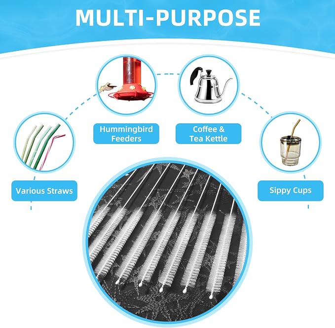 Cleaning Brushes for Reusable Drinking Straws, Long Wire Handle, Bottle and - Image 6