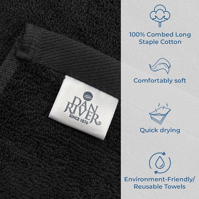 DAN RIVER Bath Towels Set of 4, 27 x 54 Inches, 100% Cotton, Larger & Lighter - Image 4