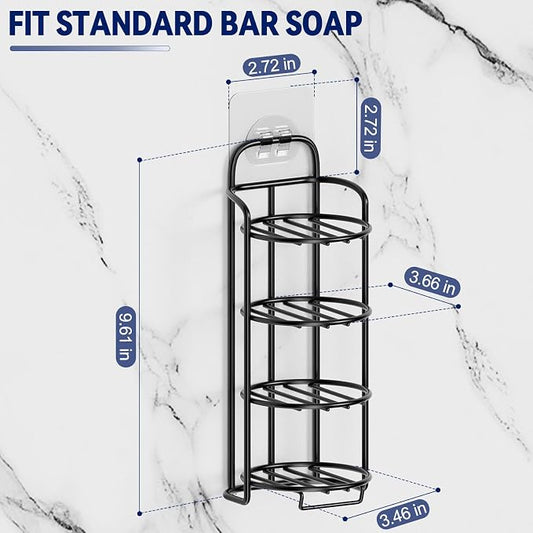 4-Tier Shower Soap Shampoo Bar Holder, Self Adhesive & Freestanding Draining - Image 2