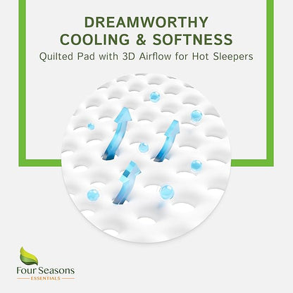 Four Seasons Essentials RV King Size Waterproof Mattress Protector - Cooling Viscose derived from Bamboo Fitted Sheet Mattress Cover - Quilted Jacquard Pad Protects from Dust Allergens
