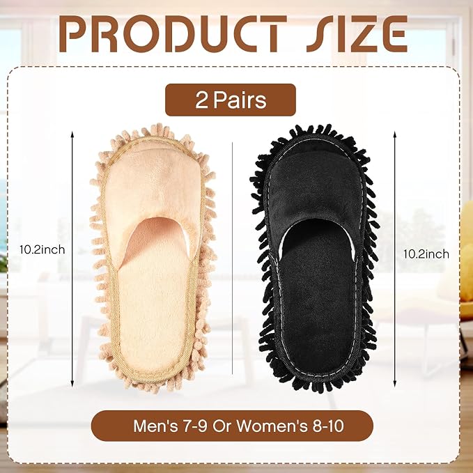 Jecery 2 Pairs Microfiber Cleaning Mop Slippers - Image 3