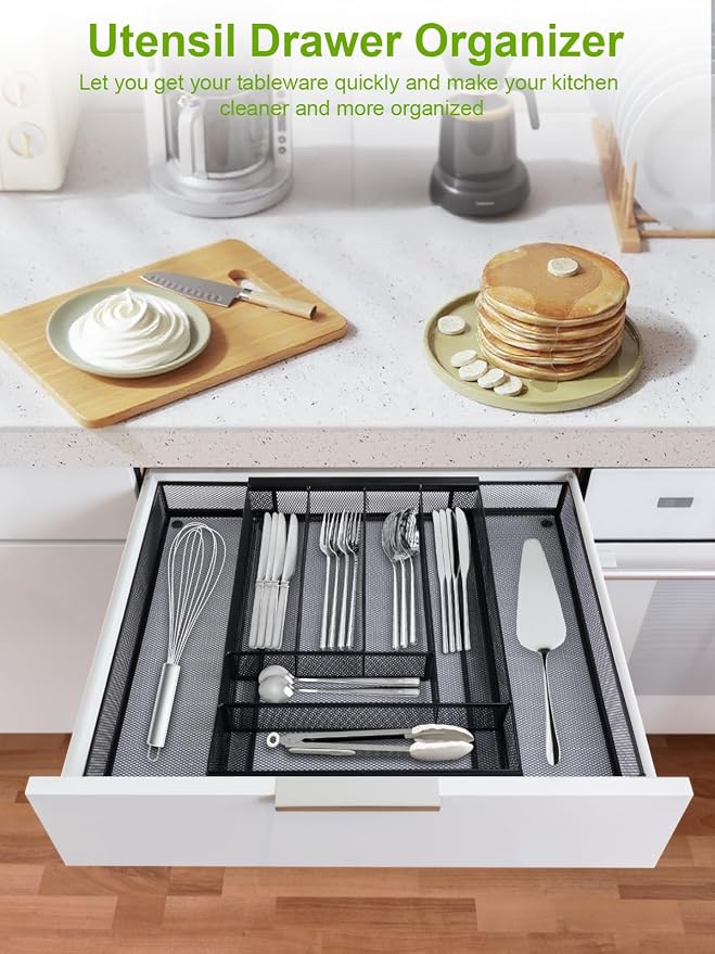 Silverware Organizer Metal Mesh, Large Drawer Organizer, Utensil Cutlery Tray - Image 4