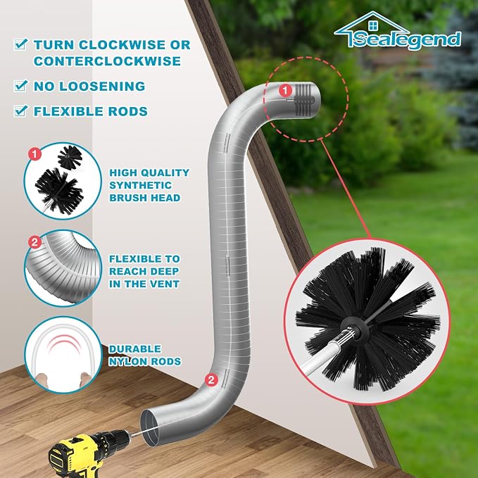 Sealegend 30 Feet Dryer Vent Cleaner Kit, Lint Remover, 2×Upgraded Flexible - Image 7
