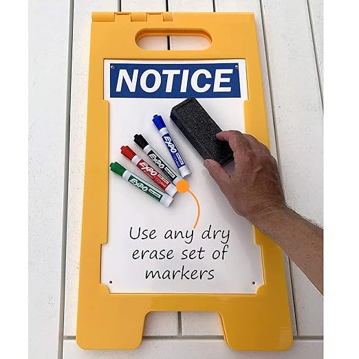SmartSign 25 x 12 inch “Notice” Write-On Two-Sided Folding Floor Sign, Dry Erase - Image 3