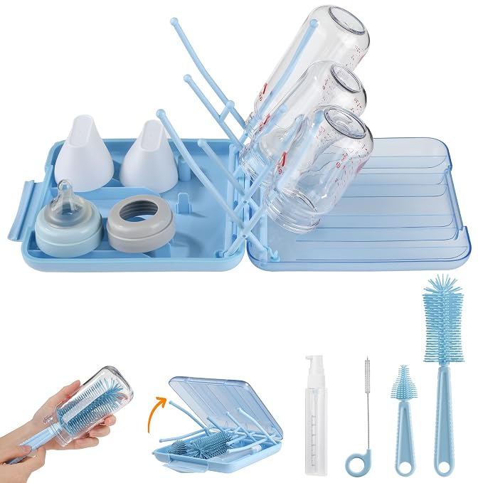 Bottle Brush Set -Baby Travel Essential-6 in 1 Bottle Cleaner Kit by MothersMust-haveGiftsList