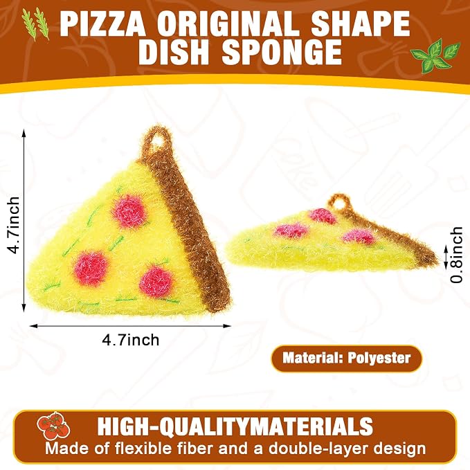 Breling 6 Pieces Pizza Shape Dish Sponge Dual Sided Non Scratch Dish Washing - Image 2