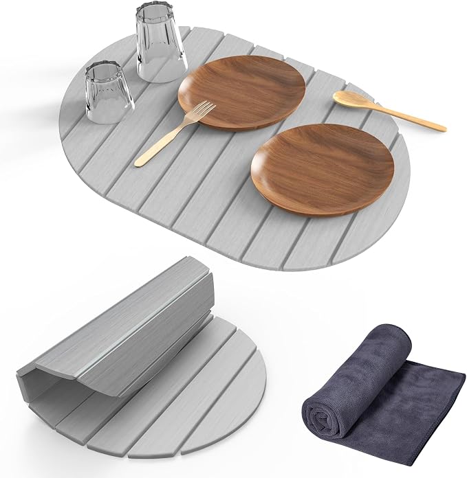 Stone Dish Drying Mat for Kitchen Counter, Versatile Stone Drying Mats for Cups by Cecnamt