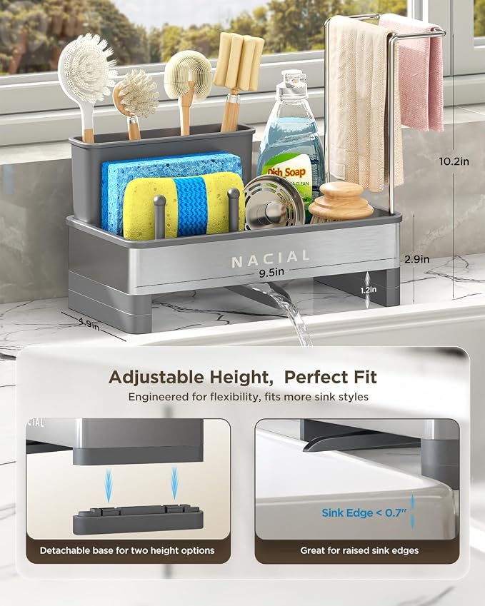 Nacial Sponge Holder for Kitchen Sink, Sink Caddy Organizer - Image 4